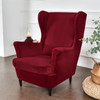 Velvet Wing Chair Cover Stretch Spandex Armchair Covers Non Slip Wingback Sofa Slipcovers with Seat Cushion Cover Living Room