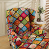 Printed Wing Chair Cover Stretch Spandex Wingback Sofa Covers Removable Lounge Armchair Slipcovers with Seat Cushion Case