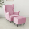 Stretch Velvet Wing Chair Covers Sloping King Back Armchair Covers Removable Wingback Sofa Slipcover with Seat Cushion Cover