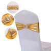 Wedding Decoration Spandex Chairs Sash Shiny Metallic Gold Silver Bow With Round Buckle For Birthday Party Hotel Banquet Luxury