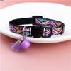 Adjustable cat collar with tassels and bells embellished pet collar colorful plaid jacquard pattern for cat and dog collars