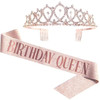 Bling Rhinestone Crystal Crown Birthday Anniversary Decoration Happy 18 21 30 40 50th Satin Sash Party Supplies