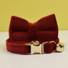 Velvet Cat Collar Personalized Customized ID Tag Kitten Collars Necklace Bell Bow tie Custom Small Collar