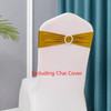 Metallic Gold Chair Sashes for Wedding Chair, Spandex Cover Band, Round Buckle, Party Decor, Cover not Included