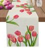 Easter Eggs Green Plaid Dining Table Runner Country Decor Anti-stain Table Runner for Dining Table Washable Table Cover