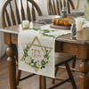 Hexagram Flowers Passover Linen Table Runner Jewish Spring Holiday Kitchen Dining Table Runner Decoration for Home Party Decor