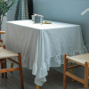 C271Cotton and linen tablecloths, artistic plain tablecloths, simple ruffled living room round square table cover cloths