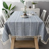 Nordic Christmas Tablecloth Pink Hollow Embroidered Jacquard Striped Rectangle Table cloth Cotton Linen Dining