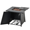 Outdoor Propane Gas Fire Pit Table 28x28x23.6Inch w/ Stainless Steel Heater&Control Knob Black High-Temperature Paint Finish