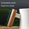 Nordic Simple PP Straight Mug Coffee Mugs Tea Mug Coffeeware Teaware with Lid Wooden Handle Mug Office Coffee Cup Water Cup