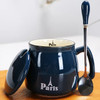 Ceramic Coffee Mug with Lid Spoon Candy Color Milk Breakfast Tea Coffee Cup Color Glaze Mugs Coffee Cups Coffeeware Teaware