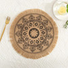 1Pc Boho Style Woven Jute Cotton Round Placemat Exquisite Embroidery Tassels Table Mat Pad Tableware Coaster Party Decoration