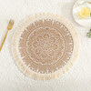 1Pc Boho Style Woven Jute Cotton Round Placemat Exquisite Embroidery Tassels Table Mat Pad Tableware Coaster Party Decoration