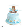 1set Cute Bear Disposable Tableware Brown Blue Napkin Plates Cups for Baby Boy Girl Happy Birthday Baby Shower Party Supply