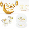 12/24Pcs Eid Mubarak Decoration Paper Plates Cup Disposable Tableware 2024 Ramadan Kareem Muslim Islamic Festival Party Supplies