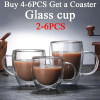 2-6pcs Double-layer Wall Transparent Cup Coffee Milk Drink Mug High Borosilicate Glass Drinkware Heat Resistant Household Office 2-6pcs Double-layer Wall Transparent Cup Coffee Milk Drink Mug High Borosilicate Glass Drinkware Heat Resistant Household Office