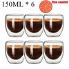 2-6pcs Double-layer Wall Transparent Cup Coffee Milk Drink Mug High Borosilicate Glass Drinkware Heat Resistant Household Office 2-6pcs Double-layer Wall Transparent Cup Coffee Milk Drink Mug High Borosilicate Glass Drinkware Heat Resistant Household Office