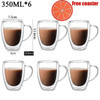 2-6pcs Double-layer Wall Transparent Cup Coffee Milk Drink Mug High Borosilicate Glass Drinkware Heat Resistant Household Office 2-6pcs Double-layer Wall Transparent Cup Coffee Milk Drink Mug High Borosilicate Glass Drinkware Heat Resistant Household Office