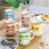 Ceramic Water Cup Lucky Cat Japanese Cartoon Large Mug 400ML Green Handle Water Ware Hand Paint Kitchen Drinkware Coffee Tea Cup