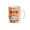 Ceramic Water Cup Lucky Cat Japanese Cartoon Large Mug 400ML Green Handle Water Ware Hand Paint Kitchen Drinkware Coffee Tea Cup