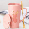 Ceramic Coffee Mug With Lid and Spoon Creative Large Capacity Tea Cup Breakfast Milk Mugs Home Drinkware Lovers Wedding Gift