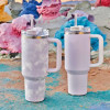 Stainless Steel Tie Dye Thermal Water Bottle Coffee Straw Cup 40 Oz Tumbler with Handle Drinkware Travel Car Mug Thermos Bottle