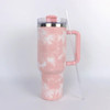 Stainless Steel Tie Dye Thermal Water Bottle Coffee Straw Cup 40 Oz Tumbler with Handle Drinkware Travel Car Mug Thermos Bottle
