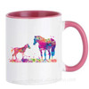 Mom&Kid Watercolor Horse Mugs Tea Milk Coffee Mugen Ceramic Papa Dad Cups Drinkware Tableware Coffeeware Home Decal Friend Gifts