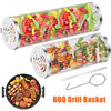 BBQ Grill Basket Barbecue Grill Grate Camping Cookware Stainless Steel Mesh Cylinder Washable for Grilling Vegetables Meat