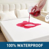 Waterproof Polyester Mattress Protector, Soft Comfortable Breathable Solid Color Bedding Mattress Cover Fitted With Zipper