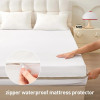 Waterproof Polyester Mattress Protector, Soft Comfortable Breathable Solid Color Bedding Mattress Cover Fitted With Zipper