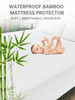 Mattress Protector Waterproof Bamboo Fiber White Breathable Soft Noiseless Fitted Sheet Mattress Cover Queen for Home