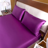 Purple High-End Rayon Satin 4pcs Fitted Sheet Set Silky Solid Color Bed Sheet Elastic Band Sheets Smooth Bedsheet Mattress Cover