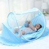 New Style Portable Newborn Baby Bed Mosquito Net with Cushion Pillow,Blue Solid Mosquito Netting for Baby Crib,Infant Kids Tent