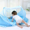 New Style Portable Newborn Baby Bed Mosquito Net with Cushion Pillow,Blue Solid Mosquito Netting for Baby Crib,Infant Kids Tent