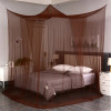 Luxurious Four-Door Big Bedroom Decor Mosquito Net Canopy - King/Queen Double Size, Fashion Coffee Color Netting Bedroom Decor