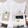 Luxurious Four-Door Big Bedroom Decor Mosquito Net Canopy - King/Queen Double Size, Fashion Coffee Color Netting Bedroom Decor