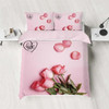 90gsm brushed polyester, warm and comfortable bedding 3-piece set, 1 duvet cover+2 pillowcases, pink+rose print