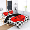 90gsm brushed polyester, warm and comfortable bedding 3-piece set, 1 duvet cover+2 pillowcases, classic black and white plaid