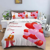 90gsm brushed polyester, warm and comfortable bedding 3-piece set, 1 duvet cover+2 pillowcases, romantic Valentine's Day print