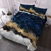 Blue Gold Marble Design Bedding Set Decorative 3 Pieces Duvet Cover with 2 Pillow Shams For Home Family Bed