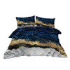 Blue Gold Marble Design Bedding Set Decorative 3 Pieces Duvet Cover with 2 Pillow Shams For Home Family Bed