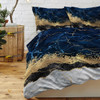 Blue Gold Marble Design Bedding Set Decorative 3 Pieces Duvet Cover with 2 Pillow Shams For Home Family Bed