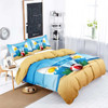 90gsm matte polyester bedding 3-piece set, skin friendly, warm, comfortable, 1 duvet cover+2 pillowcases, blue sky beach print