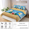 90gsm matte polyester bedding 3-piece set, skin friendly, warm, comfortable, 1 duvet cover+2 pillowcases, blue sky beach print