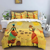 90gsm polyester fleece fabric, skin friendly and warm bedding set of three, 1 duvet cover+2 pillowcases, African landscape print