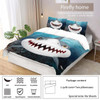 90gsm matte polyester bedding 3-piece set, skin friendly, warm, comfortable, 1 duvet cover+2 pillowcases, cartoon shark print