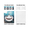 90gsm matte polyester bedding 3-piece set, skin friendly, warm, comfortable, 1 duvet cover+2 pillowcases, cartoon shark print