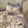 Ins Style Duvet Cover Set with Flat Sheet Pillowcases Cute Orange Cherry Crow Printed Single Double Queen Size Girls Bedding Kit