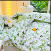 2/3pcs Set Green Flower Print Duvet Cover with Pillow Case Nordic Comforter Bedding Set Quilt Cover Queen/King Double Bed